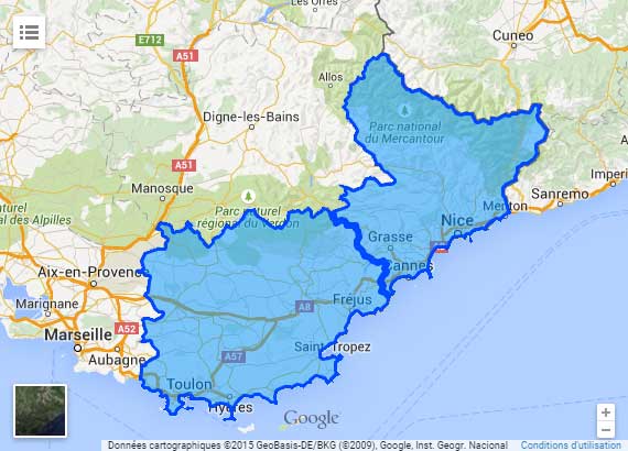 Zone d'intervention de France Depannage Cöte d'Azur